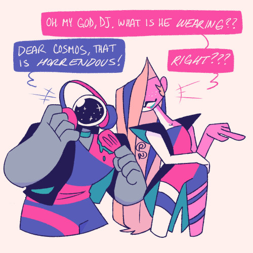 shapeshiftinterest: eve and dj subatomic supernova hanging out and talking trash about other people&