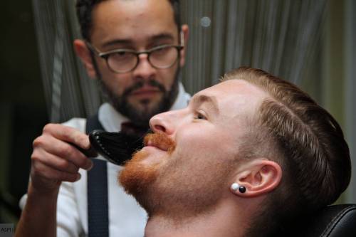 ScotStreetStyle at the launch of the Murdock London pop-up Shave Bar, supporting Movember, at Harvey