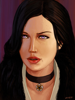 xeoncat:  Yennefer   Just delivered my quick painting of Yennefer with process images and sketches for my next works. Enjoy   www.patreon.com/xeoncat https://www.artstation.com/artwork/yALlK http://xeoncat.deviantart.com/art/Yennefer-572772390 