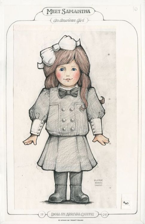 fyeahamericangirl:in-pleasant-company:Original Sketches of Kirsten, Samantha, and Molly dolls Intere