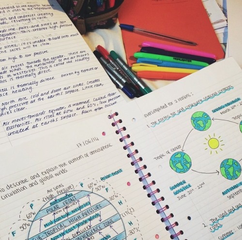 scottishgirlxstudies:  This picture was taken back in January when I was studying for my geography prelim, I love coloured pens and highlighters