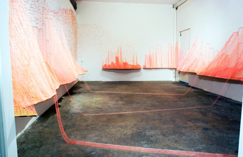 vjeranski:AILI SCHMELTZThe Magic City – 2008 nails, string, and woodvariable dimension installation