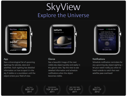 SkyView now on Apple Watch.Our latest version, 3.3, out now on the App Store brings with it many improvements to SkyView, but most notably the inclusion of our brand new Apple Watch app! Using our Sightings Engine, SkyView for Apple Watch always...