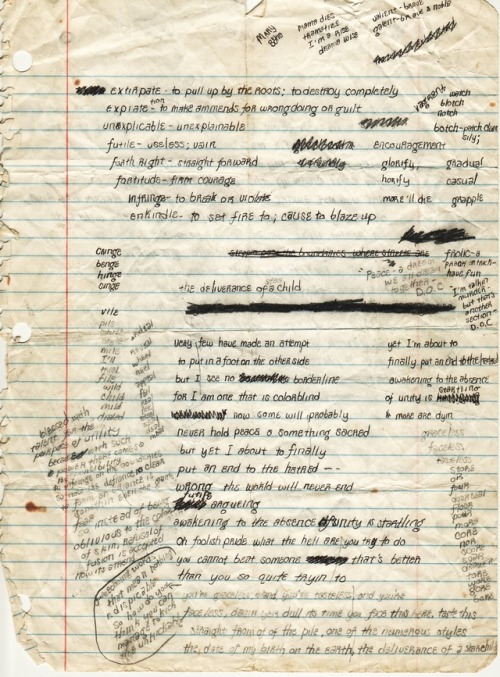 anattoria: Original Eminem’s sheet of paper for 8 Mile