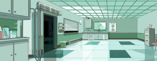 stevencrewniverse:  A selection of Backgrounds from the Steven Universe episode: Nightmare Hospital Art Direction: Jasmin Lai Design: Steven Sugar and Emily Walus Paint: Amanda Winterstein and Ricky Cometa 