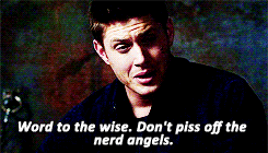 supernaturaldaily:  “My name is Dean Winchester. I’m an Aquarius, I enjoy sunsets, long walks on the beach and frisky women. And I did not kill anyone.” 