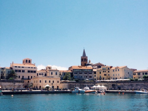 europe-onaeuro:Old town Alghero from the water.