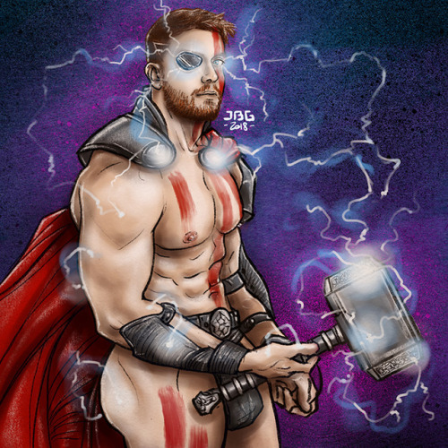 Chris Jones as sexy Thor from “Thor: Ragnarok”, 2018.https://www.instagram.com/chrisjonesgeek/