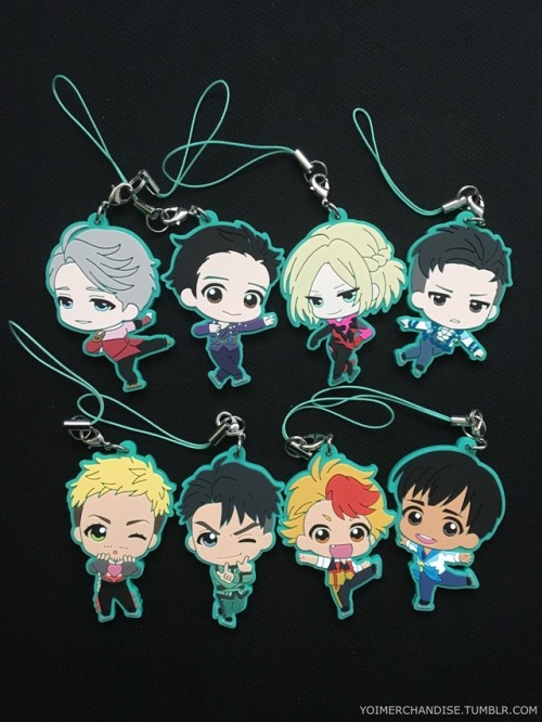 yoimerchandise: YOI x Gashapon Rubber Straps Original Release Date:March 2017 Featured Characters (8 Total):Viktor, Yuuri, Yuri, Otabek, Christophe, JJ, Minami, Phichit Highlights:Featuring everyone in their free skate costumes and with short, stubby