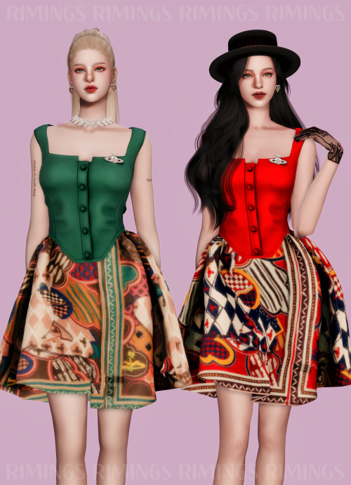  [RIMINGS] Vivienne Westwood Brooch & Ruffle Dress - DRESS- NEW MESH- ALL LODS- NORMAL MAP- 20 S