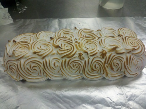 we finished the roulades today. one is frosted w/ lemon buttercream & the other w/ swiss meringu