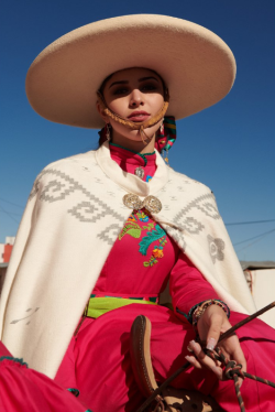 badass-bharat-deafmuslim-artista:  Stunning photos from Vogue of traditional Mexican women equestrian riders in the sport of Escaramuza (rodeo sport). Article by Mariel Cruz, Photos by Devin Doyle. Last year, photographer Devin Doyle, who’d spent