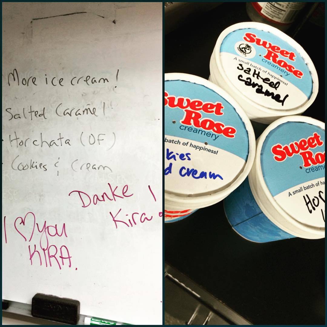 DAY SEVENTY-EIGHT. Sometimes @sugarjonze surprises us with ice cream and it&rsquo;s