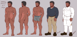 I kinda forgot I had this. This was a ref I drew up of Damien Caldwell, Clara’s husband and Amelia/Jiggly Watt’s father.  I needed a ref to keep track of all his scars. Dude has seen some shit and the large scar on his side is from Clara’s mother.