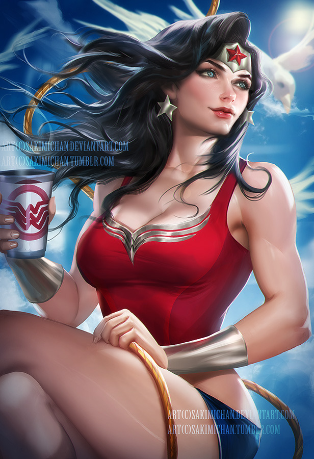 art-of-cg-girls:  Wonder Woman  Day off by sakimichan
