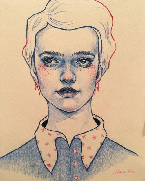 A small one from earlier this year. #doodle #sketch #portrait #blue #oddlooking #fictional #natalie