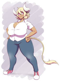 deumosden: some more of the cow girl i doodled the other day, her names Margarine now 