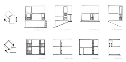 Louis Kahn - Fisher house. Pensilvania, United States. 1960-1967The home is designed as two cubes,