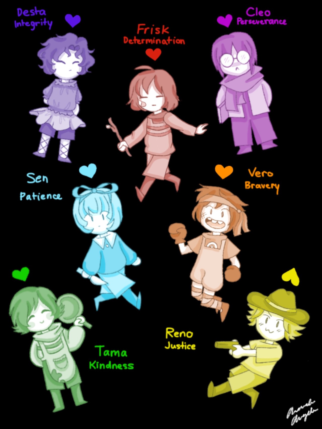 The Human Souls The Fallen Six Frisk I Also Gave Them Names As