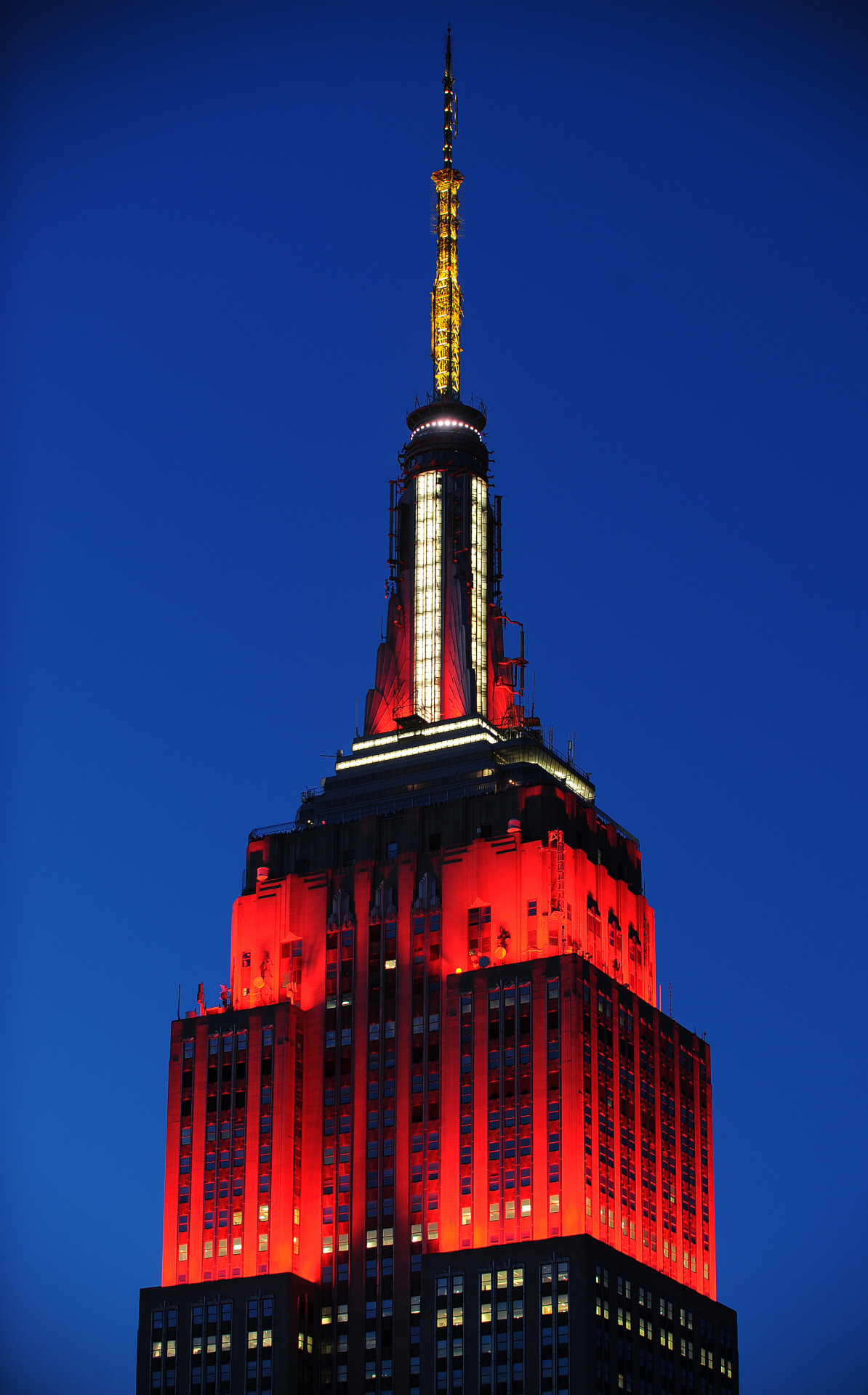 The Empire State Building beamed in red, white and yellow on the night of April 12 to celebrate the 100th anniversary of the NYC Fire Chiefs Association!