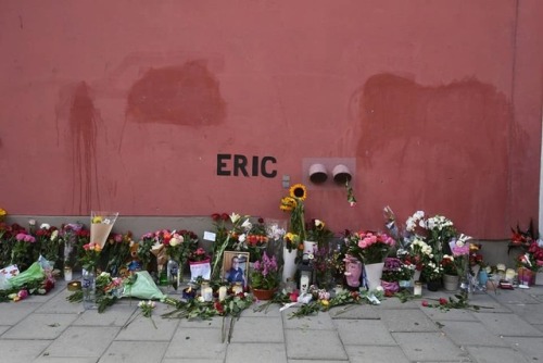 Memorial graffiti for Eric Torell. On August 3rd 2018, Eric was shot 25 times by police for standing