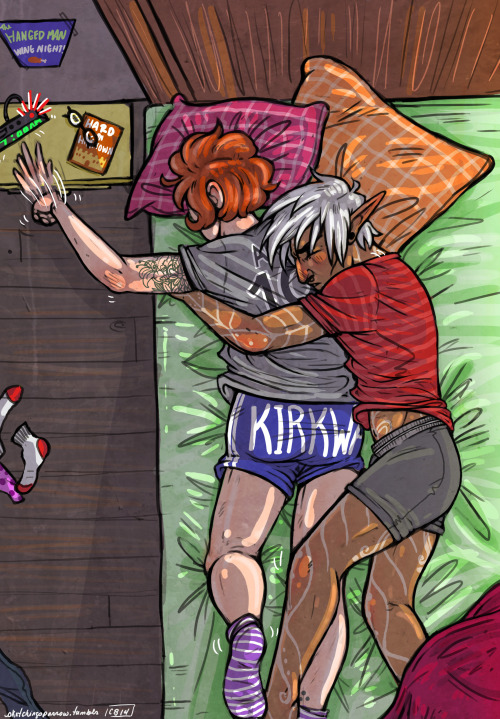 sketchingsparrow:“Hawke…. Alarm…” “Mhhmmmmm….mm….”“Love, the alarm…&rd