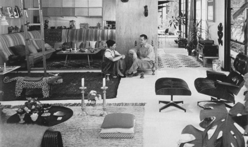 Charles &amp; Ray at home in the Pacific Palisades (Case Study House No. 8), 1956