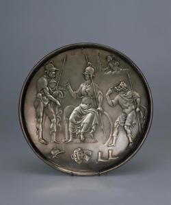 theancientwayoflife: ~ Dish: Ajax and Odysseus Enter into a Controversy Because of Achilles’s Weapons. Place of origin: Byzantium Date: A.D. 1st century Medium: Silver