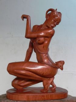 artparks-sculpture:A sculpture entitled ‘there is always another comforter (Carved nude Girl and Butterfly)’ by artist Charles Chambata in the category Indoor figurative sculpture. It is a good example of this artists work. It has the dimensions of