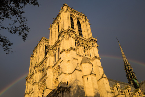 adventuresofbrettandanita: Here is the Notre Dame Cathedral after the shower, with a nice rainbow be