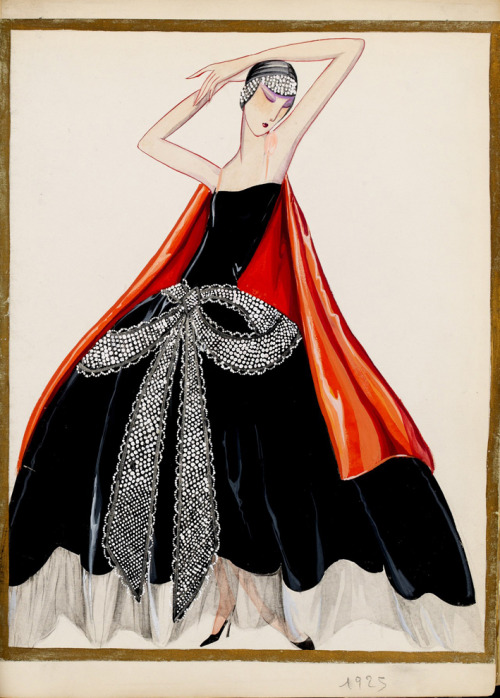 Jeanne Lanvin, Evening gown La Cavallini, 1925. Black taffeta embroidered in silver threads, beads. 
