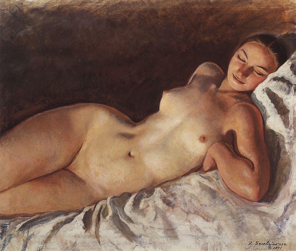 zinaida-serebriakova:Sleeping nude, 1941, Zinaida Serebriakova