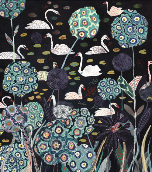 redlipstickresurrected:  Michelle Morin (American, based Dover, New Hampshire) - 1: Bird Sanctuary At Night, 2014 Watercolors, Gouache, Acrylics on Paper  2:  Irises And Distant Pelicans, 2014 Gouache, Acrylics on Panel  3:  Meadow, 2014 Gouache, Acrylics