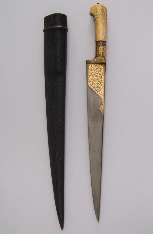 theoutcastrogue:Khyber KnivesAfghan Khyber Knife, 18-19th century, steel, ivory, gold, iron, wood, l