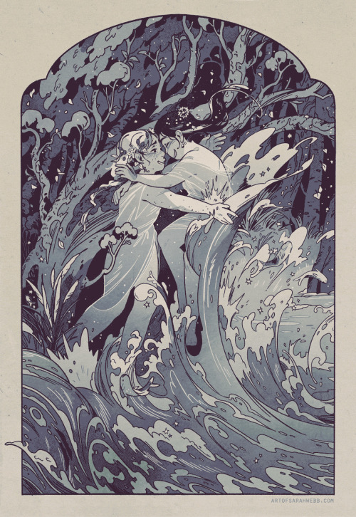 erysium:“The Nymph caught the Dryad in her arms.”(inspired by H.R. Millar’s print of this scene, fro