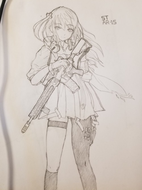 Being away for a field exercise didn’t stop me from doodling!Just an AR-15 doodle with small changes