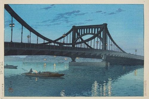 Kiyosubashi, View of the Kiyosu Bridge in the Early Evening -  Kawase Hasui 1931Japanese 1883-1957