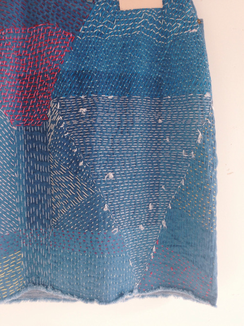 zazi 16ss “新しい気持ち”sashiko denim skirt “backside”/blue
