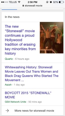 geekandmisandry:  gay-cornography:  infectedautoreiv:  I’m glad this is what first comes up when I search for “stonewall movie”.  Tumblr user infectedautoreiv is continuing the TUBMLR tradition of missing the fucking point of a movie because WhItE