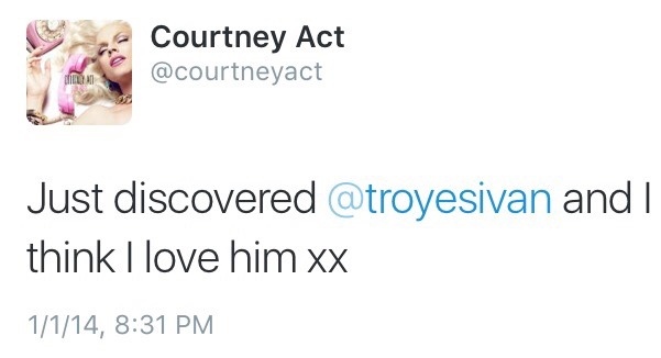 troyleryay:  courtney act is such a troye stan