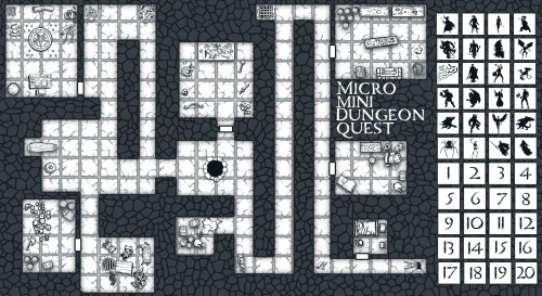 I Made this Micro Mini Dungeon Quest “Microgame” for fun, easy to print out on card stock and cut ou