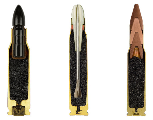 whiskey-wolf:  Cross Sections Of Various Ammunition It’s what on the inside that counts 