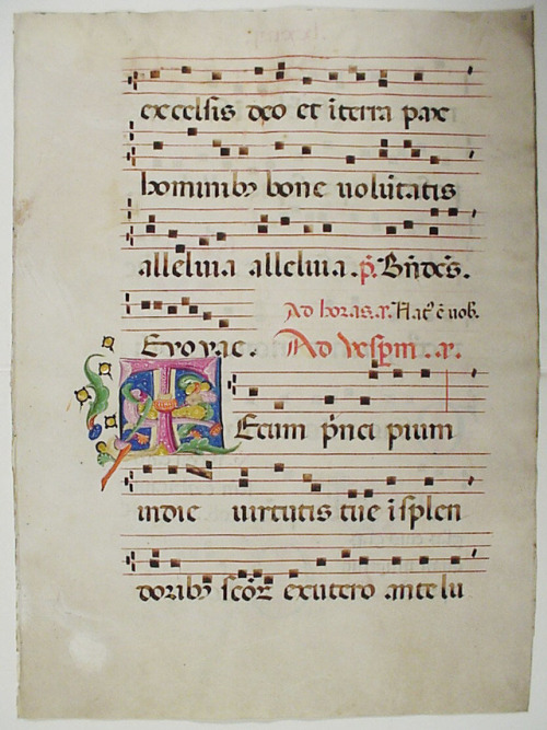 Manuscript Leaf with Initial T, from an Antiphonary, Medieval ArtGift of Miss Alice M. Dike, in memo