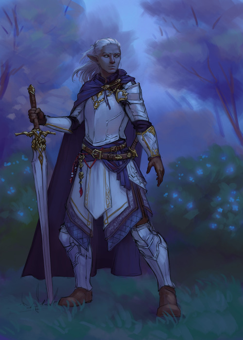 A drow paladin for last week’s winning poll prompt, delayed because of illness. :)