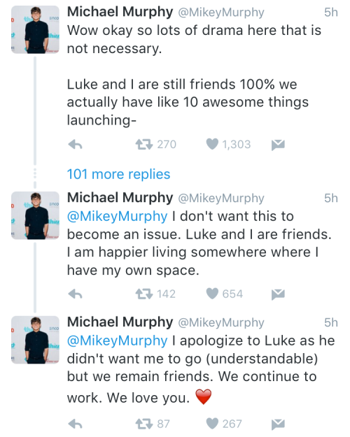 lxkekorns: lxkekorns: As everyone is mostly aware Mikey and Luke had tweeted earlier that Mikey has