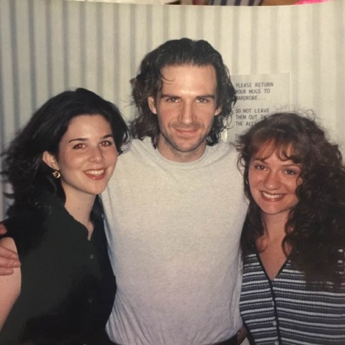 ralph-n-fiennes:Ralph Fiennes with two fans backstage before a performance of Hamlet (1995)