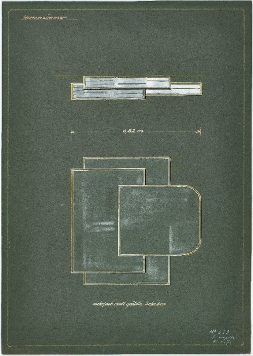 Otto Rittweger, drawing of lighting design for living room, smoking room and bed-sitting rom, 1925-2