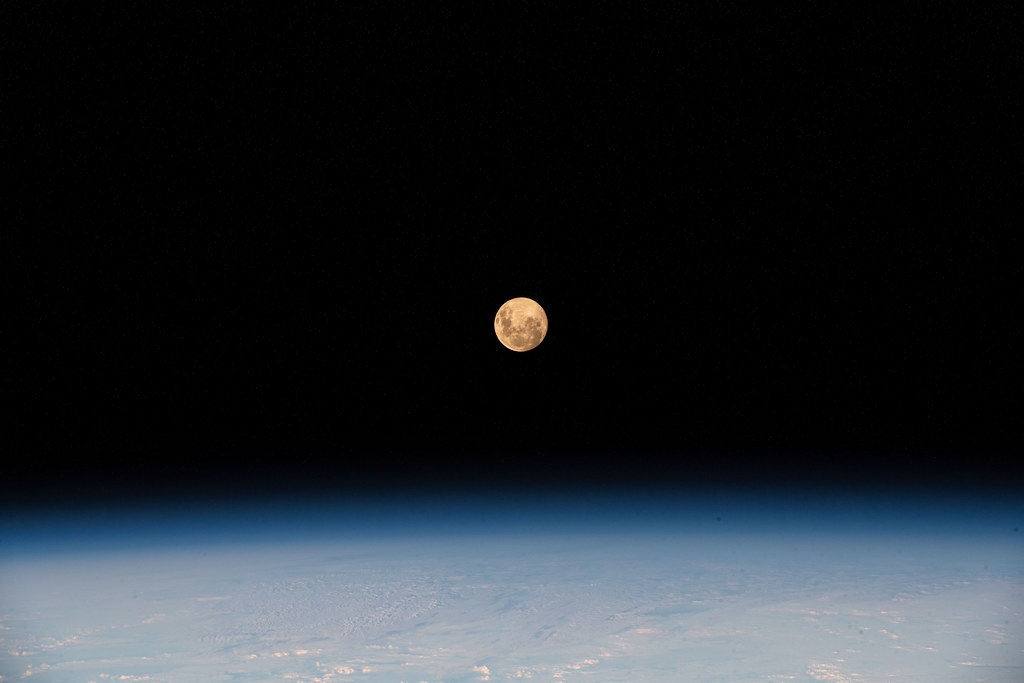 The “Super Moon” above the Indian Ocean by NASA Johnson