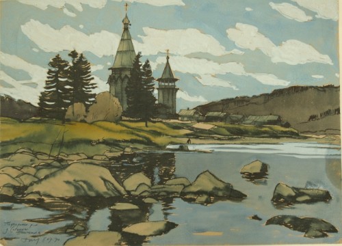 russian-style: Views of the Russian North by Yuri Ushakov, 1960s.  The wooden churches from the