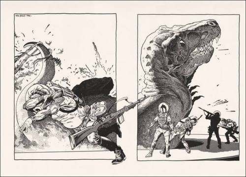 man-creates-dinosaurs:Selections from William Stout’s interior illustrations for Ray Bradbury’s A SO